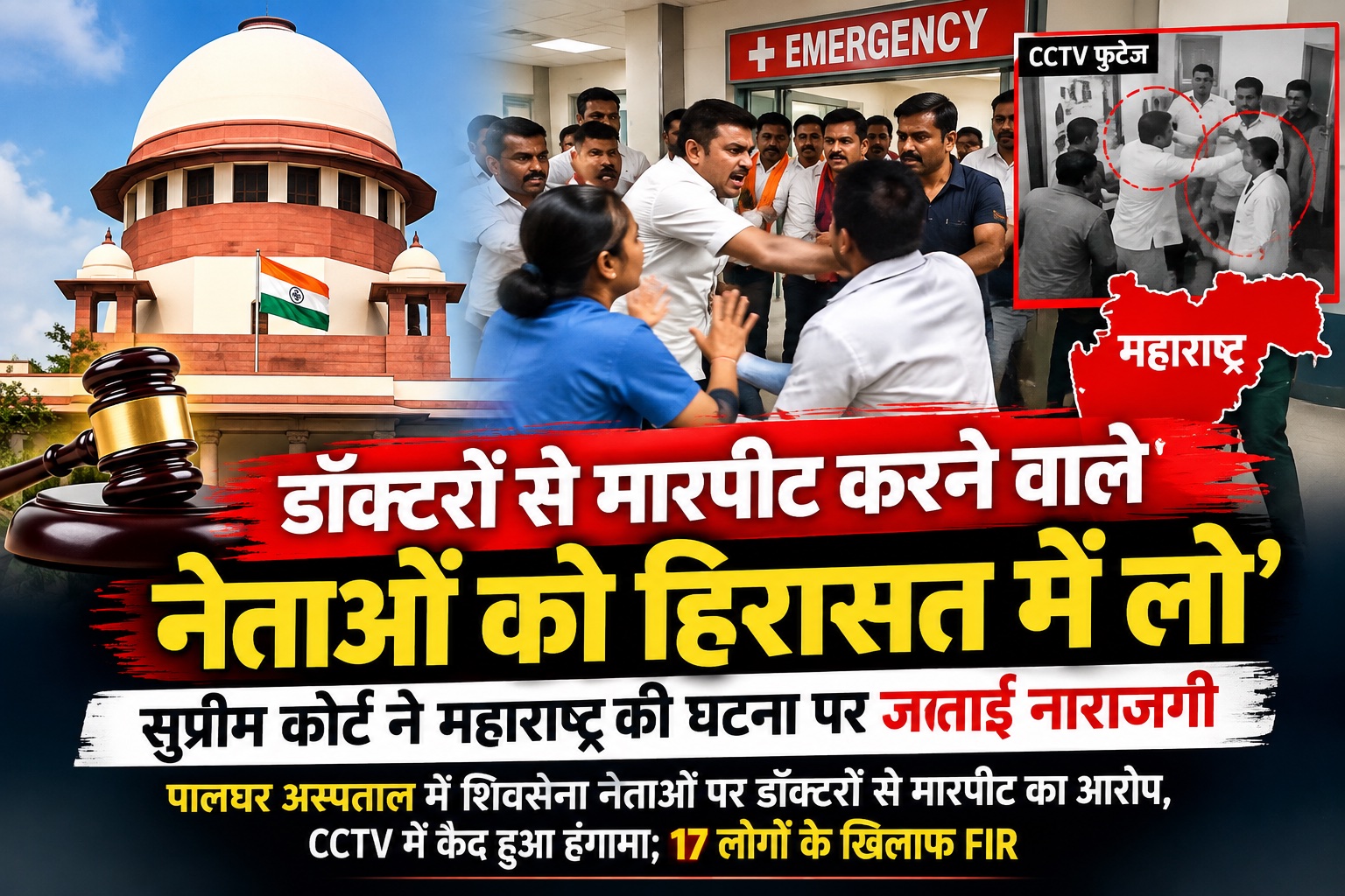 डॉक्टरों से मारपीट करने वाले नेताओं को हिरासत में लो', सुप्रीम कोर्ट ने महाराष्ट्र की घटना पर जताई नाराजगी