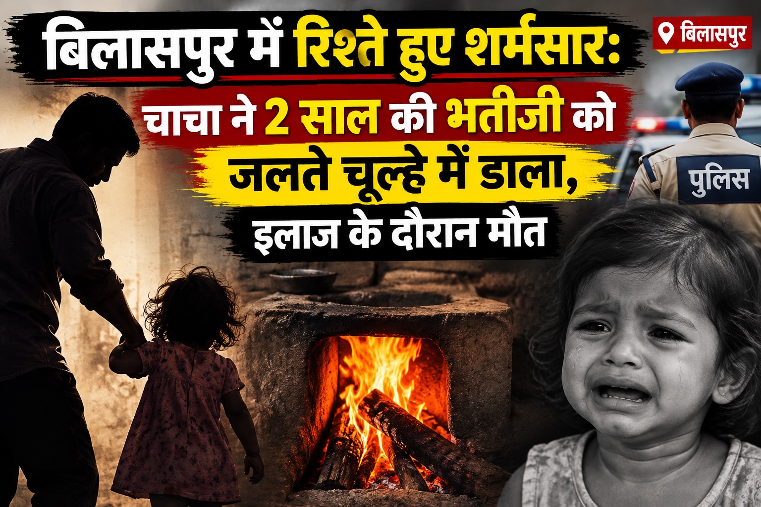 हैवान बना चाचा! 2 साल की मासूम को जलते चूल्हे में डाला, इलाज के दौरान मौत